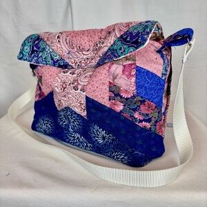 Handmade Upcycled Quilt Bible Tote Bag | Jewel Tones Carryall with Strap /Pocket